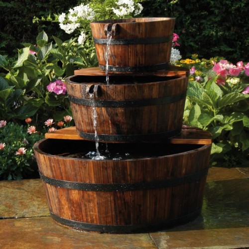 Záhradná fontána z drevených sudov 3ks set Ubbink